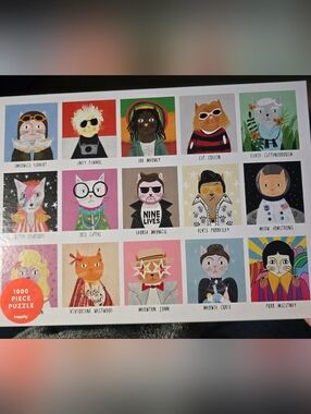 1000-Piece Cat Celebrity Puzzle - Colorful Pop Art